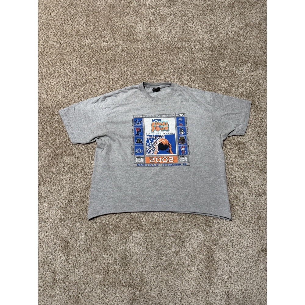 Vintage 2002 NCAA Final Four Tee Shirt Mens Large Gray Graphic Print Basketball‎